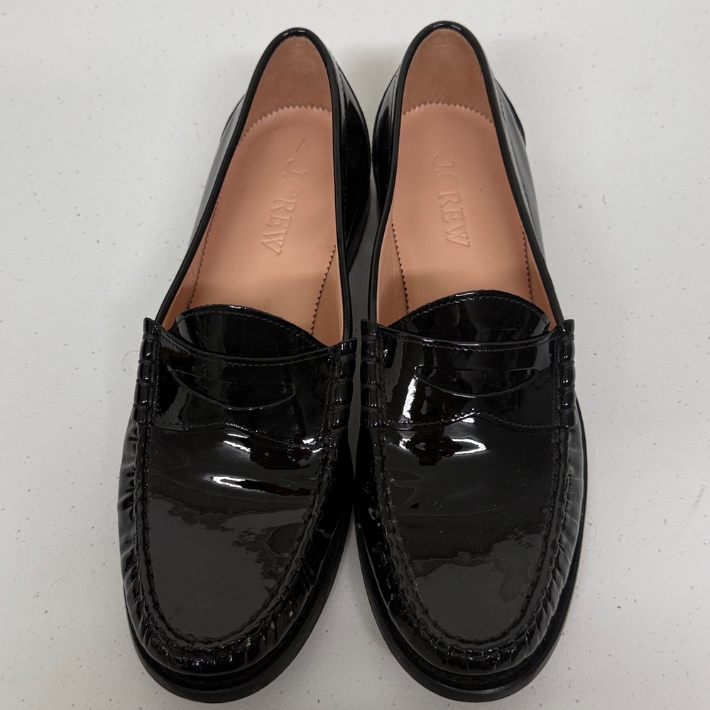 J. Crew Winona Black Patent Leather Penny Loafers